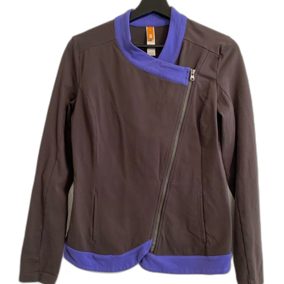 Lucy Brown and Purple Asymmetrical Zip Up Sweatshirt Size M UB-1 - Picture 1 of 8